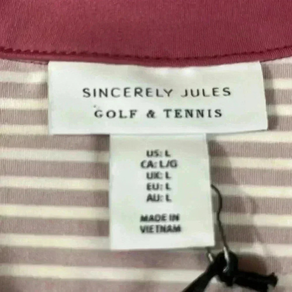Sincerely Jules Pink and White Striped Sleeveless Polo Large - Picture 5 of 6